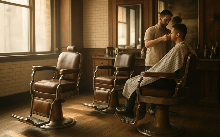 Barbershop website example by PageFront