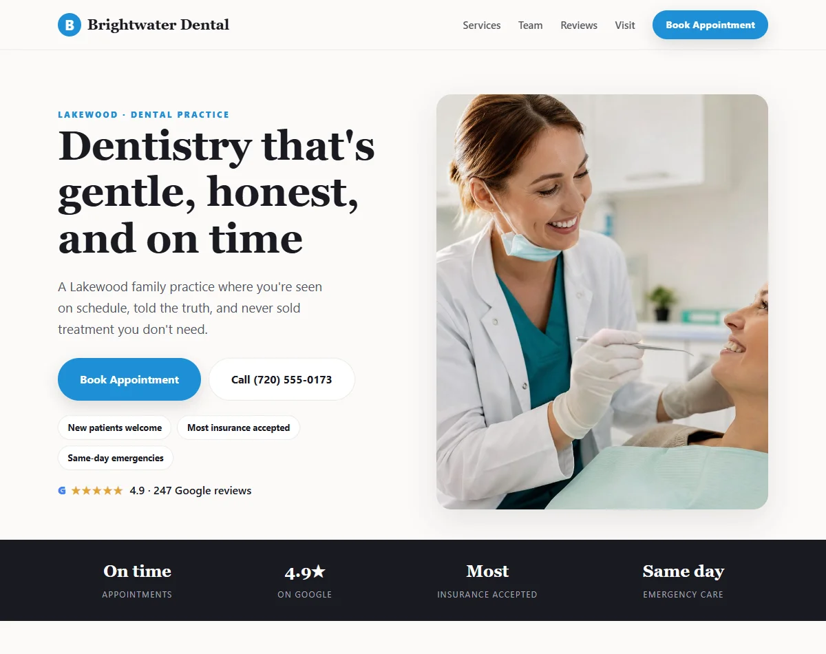 Dental practice demo website preview