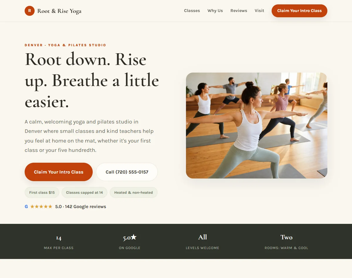 Fitness & studios example website