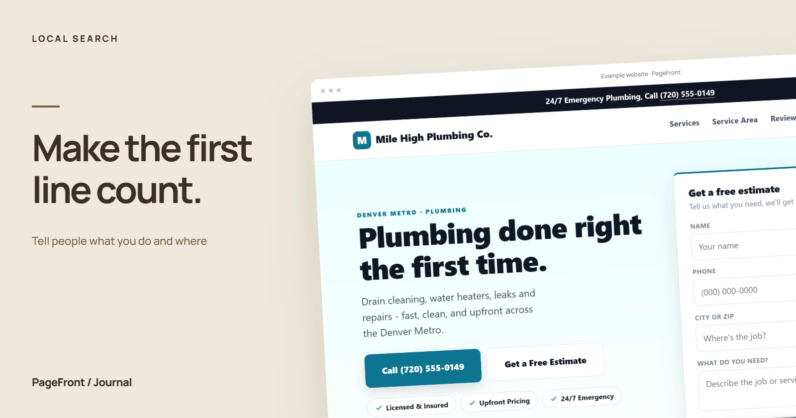 Make the first line count. Editorial cover featuring a plumbers demo website.