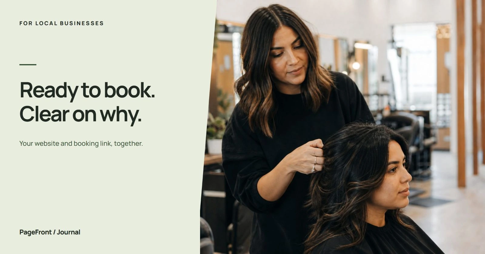 Ready to book. Clear on why. Editorial cover with salon demo photography.