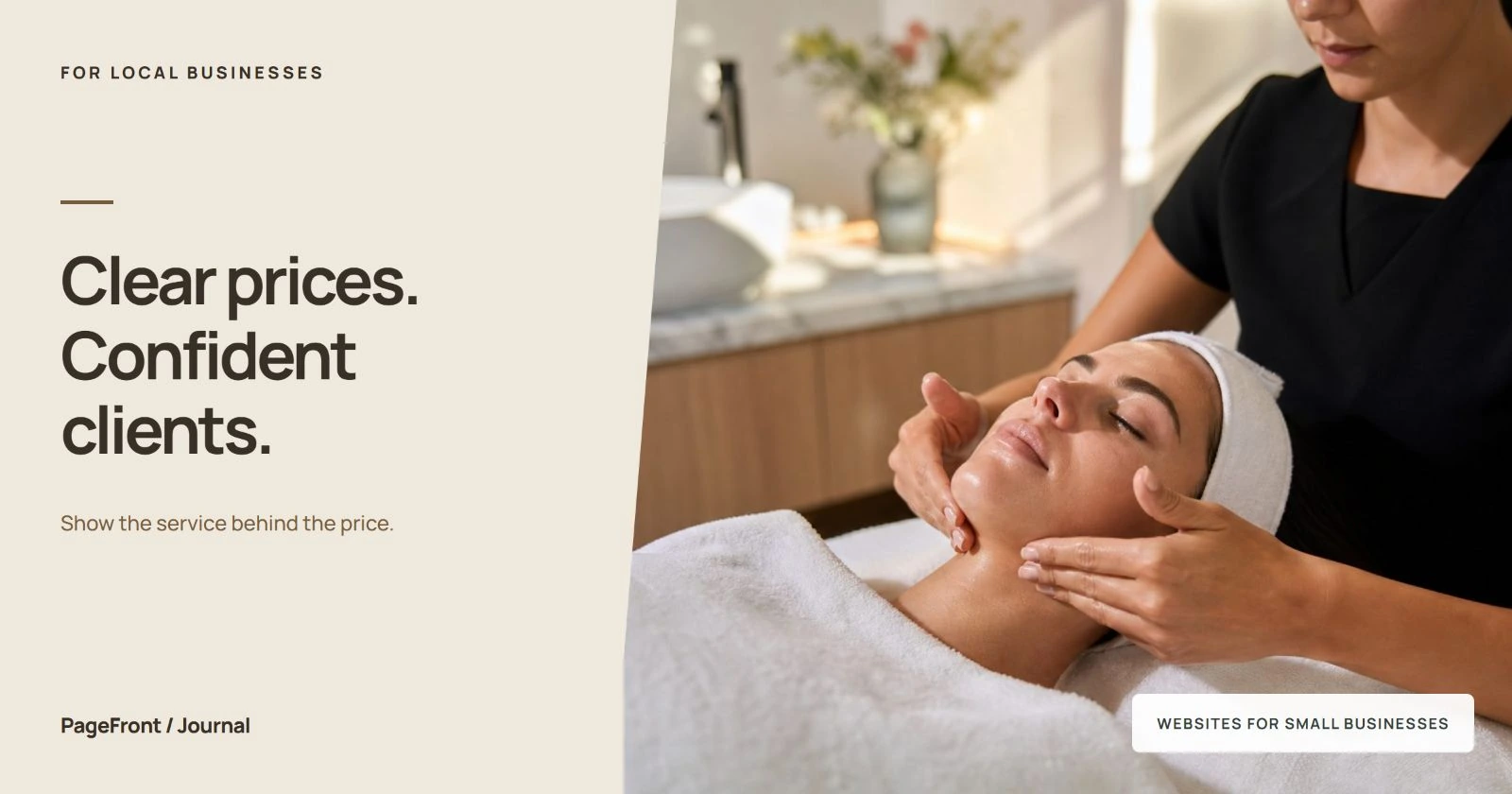 Clear prices. Confident clients. Editorial cover with med spa demo photography.