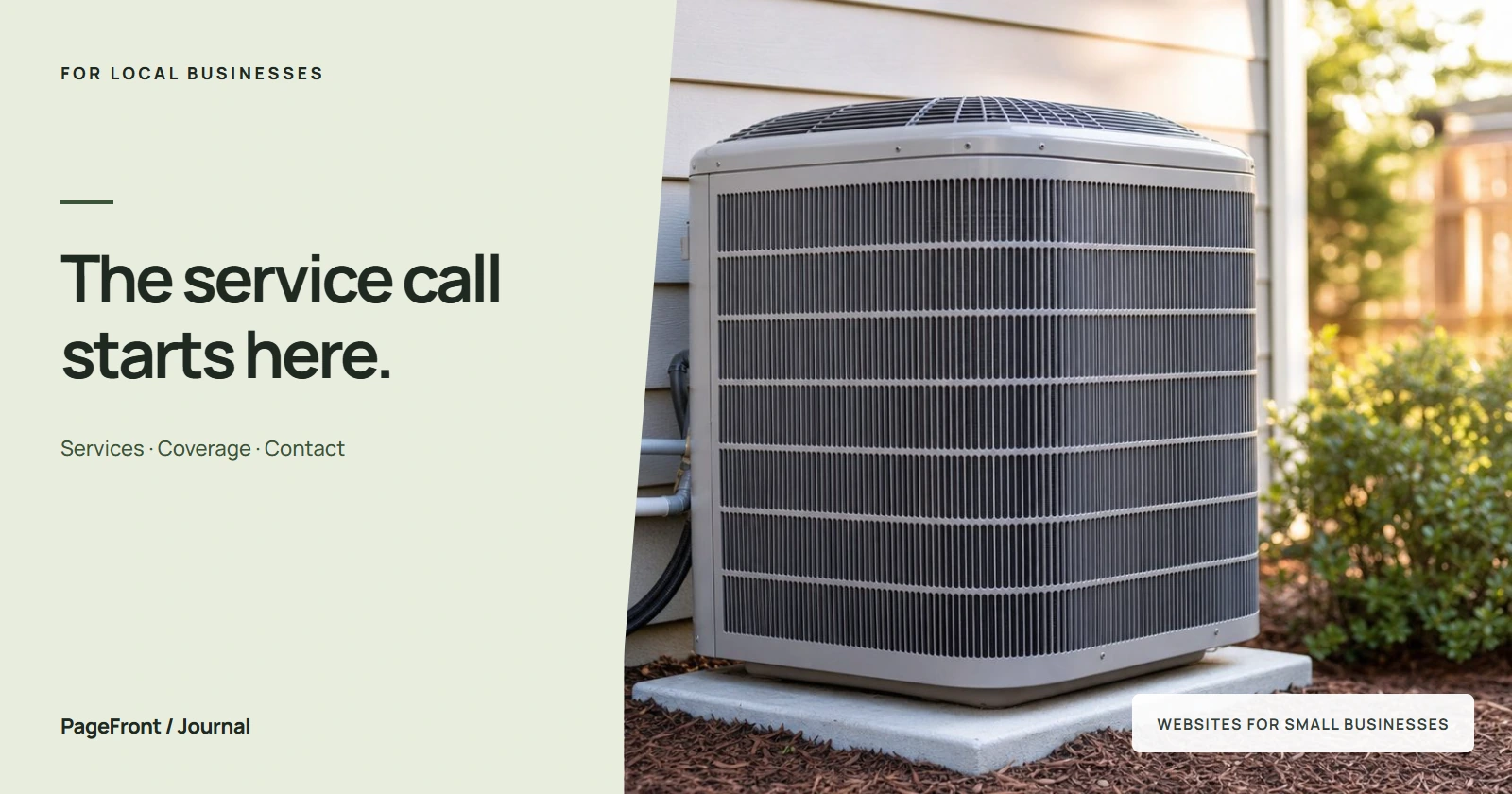 The service call starts here. Editorial cover with hvac photography.