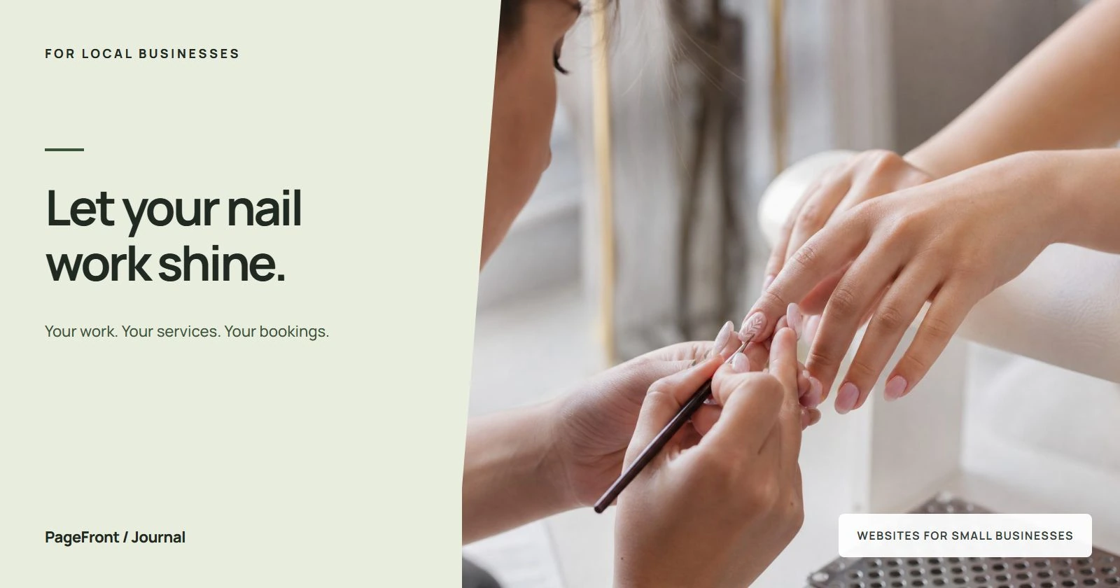 Let your nail work shine. Editorial cover with nail studio photography.