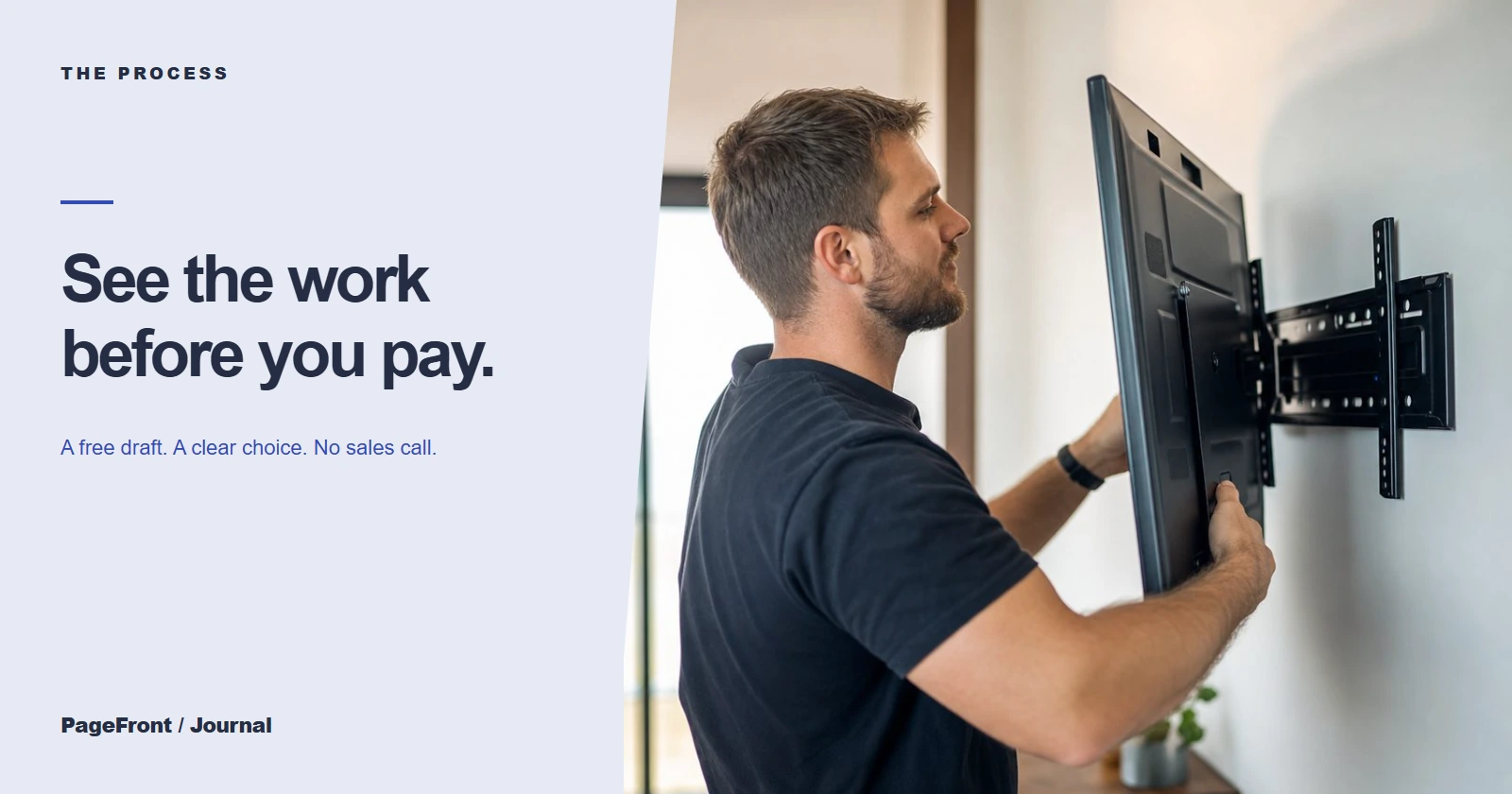 See the work before you pay. Editorial cover with handyman demo photography.