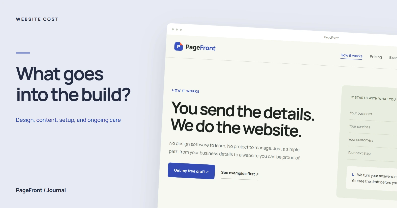What goes into the build? Editorial cover featuring the PageFront process page.