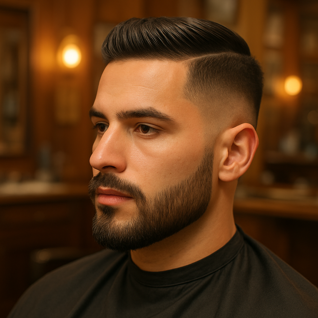 Fresh skin fade and beard trim at Ironclad Barbershop