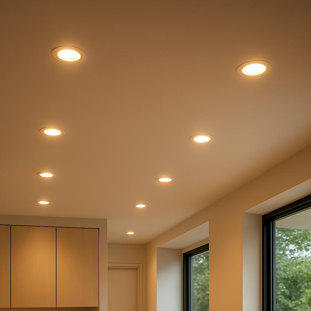 Recessed LED lighting installed in a ceiling