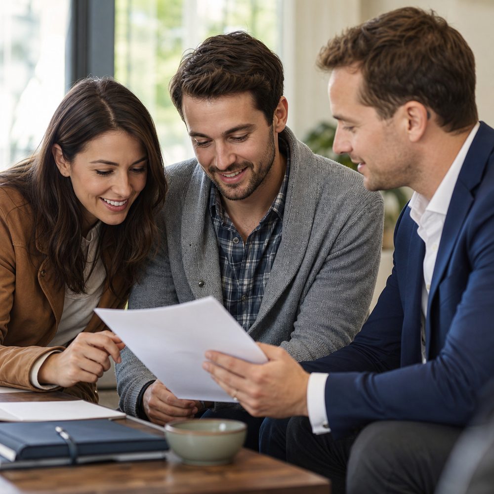 Advisor walking clients through their financial plan