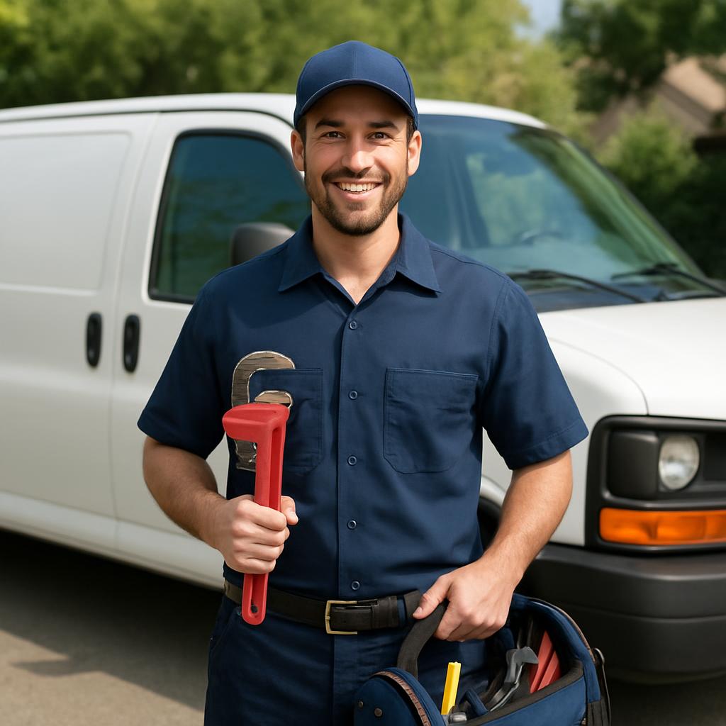 Plumber with a service van