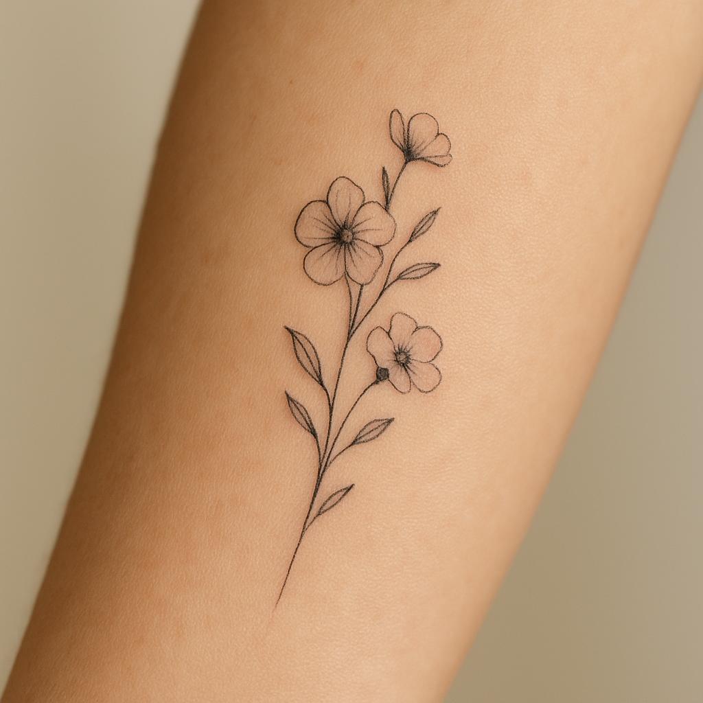 Fine line floral forearm tattoo by Ironwolf Tattoo Studio