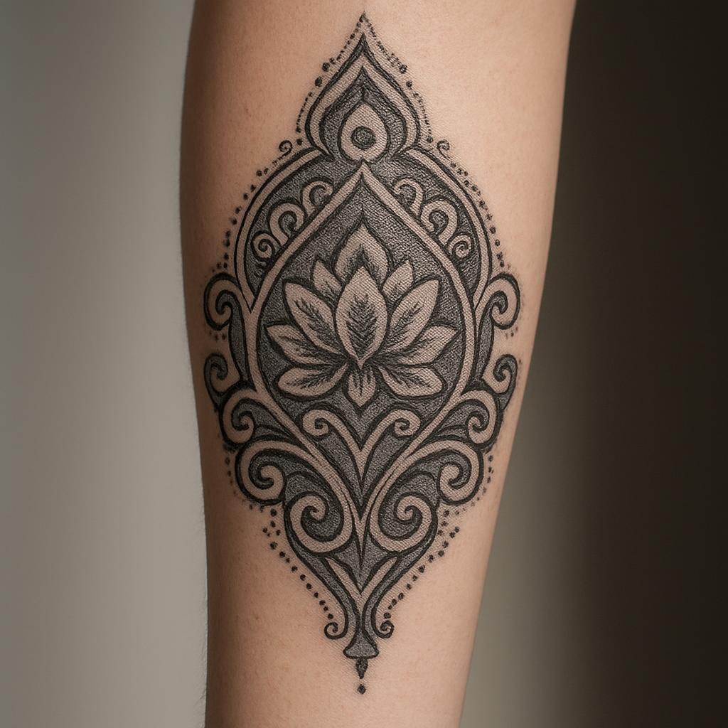 Ornamental dotwork tattoo by Ironwolf Tattoo Studio