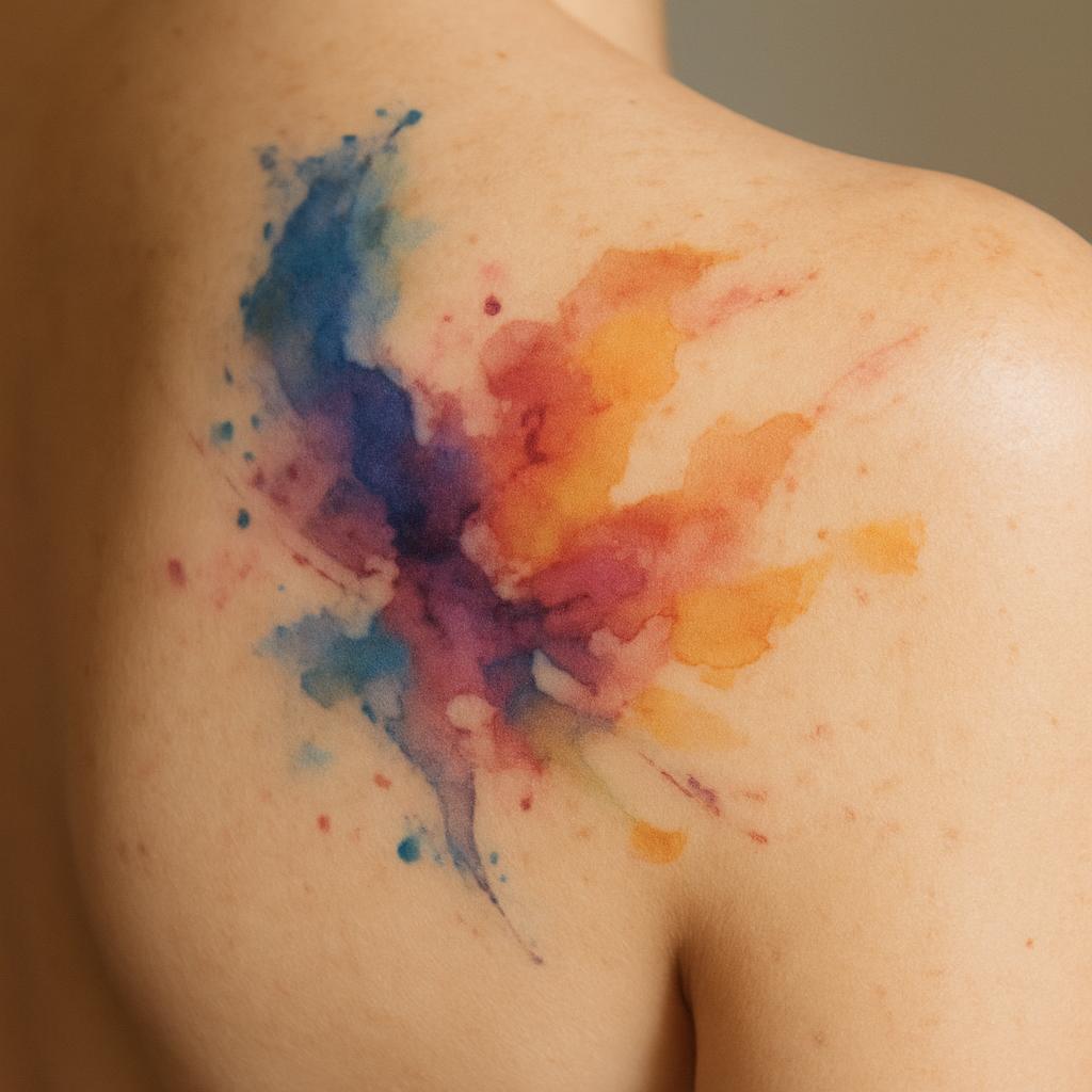 Watercolor abstract tattoo by Ironwolf Tattoo Studio