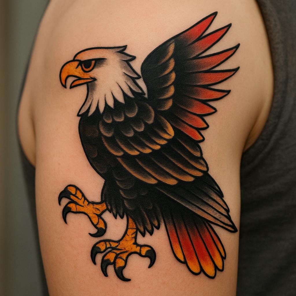 Traditional color eagle tattoo by Ironwolf Tattoo Studio